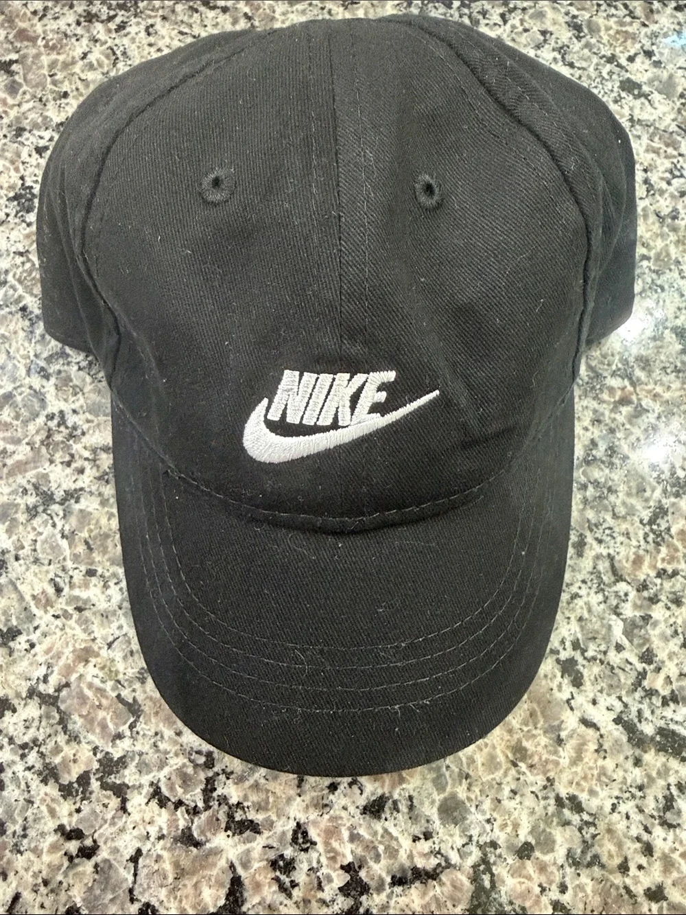 Nike Black Baseball Cap with White Swoosh Logo